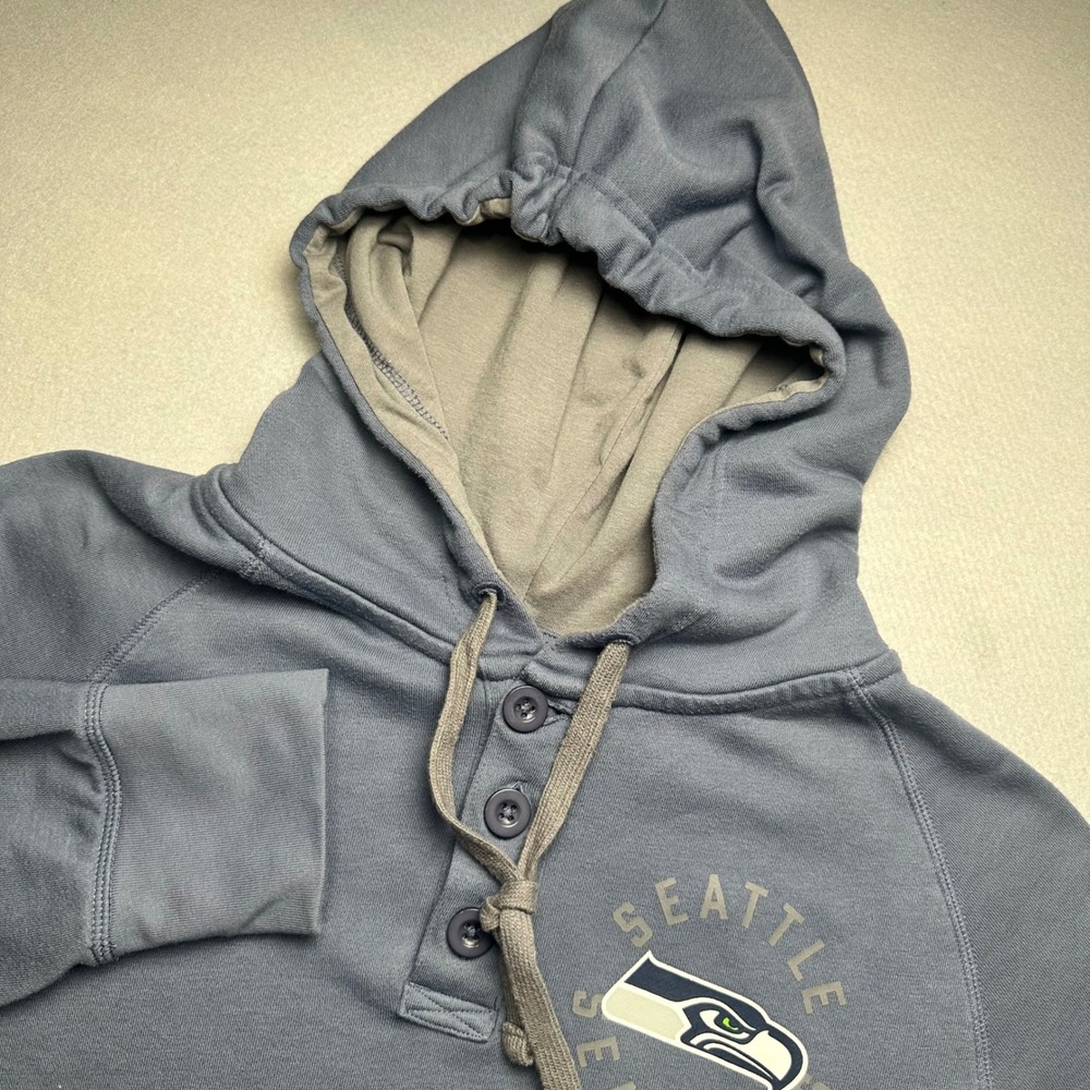 NFL Team Apparel Hoodie Mens XL Blue Seattle Seahawks Henley Pullover